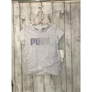 Puma Girls' Size 5 Short Sleeve Shirt Gray